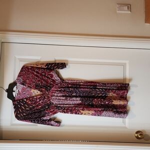 5th & Love Women's Brown/Orange Short Sleeve V-Neck Dress Size S